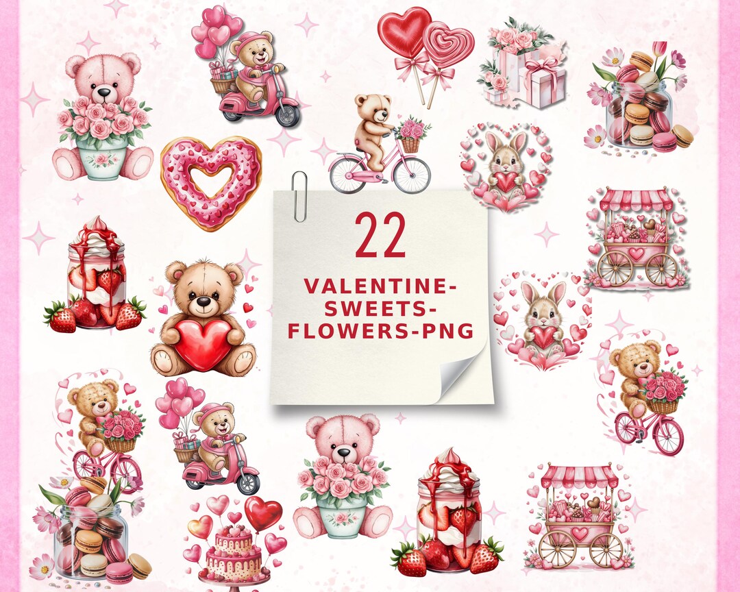 Valentin Sweets Graphics Valentine Sweets PNG Bundle, Candy Heart PNG, Cute Valentine Treat ...