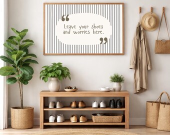 Leave Shoes Here Sign, Scandinavian Entryway Art (PDF Download)