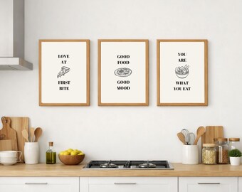 Set of 9 Minimalist Kitchen Prints, Neutral Cafe Wall Art (Digital Download)