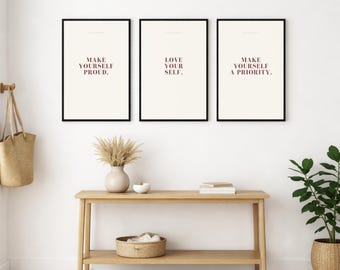 Self Love Poster Set, Minimalist Affirmation Prints (Digital Download A4/US Letter Size)