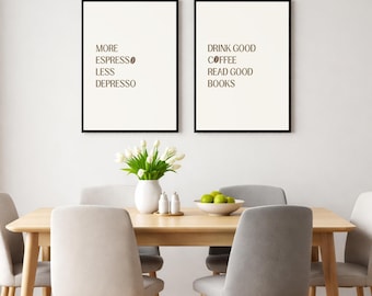 Minimalist Coffee Quote Prints, Cafe Kitchen Wall Art (A4/US Letter Digital Download)