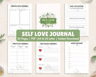 Self-Love Journal Printable (24 Pages) | A4 & US Letter | PDF Instant Download
