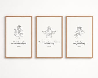 Minimalist Bible Verse Wall Art Set, Isaiah Bundle, Modern Typography, Line Art Christian Decor