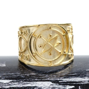 Handmade Azazel Seal Ring: Demon of Forbidden Knowledge, Solomon Goetia Kabbalah Occult ring, Silver ring, Brass ring.