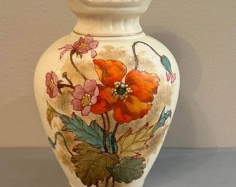 Antike Royal Hanke RH Vase Jugendstil Handbemalt Blumen Österreich Seltener Fund