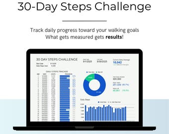 Tracker della sfida dei passi di 30 giorni - Registro di Google Fogli con grafici dei progressi