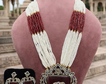 Handmade Kundan Elephant Pendant Necklace Set; Indian Bridal Jewelry