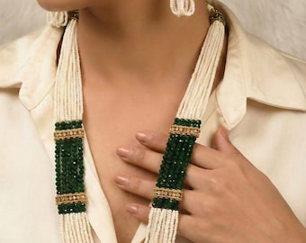 Pearl Beads Layered statement & Drop Earrings , String Of Pearls , Western Jewelry ,Gift  For Her