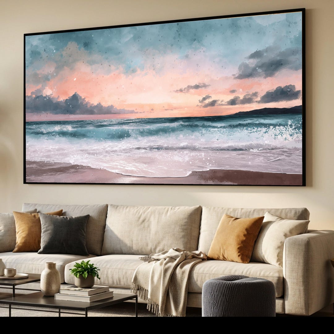 Serene Ocean Sunset Canvas, Coastal Wall Art, Beach Waves Canvas Print ...