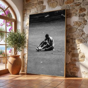 Vintage Michael Jordan Leinwand Wandkunst, Schwarzweiß Sport Fotografie, kultige Basketball Legende Dekor, athletische Hauptdekoration