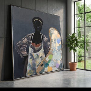 Modern Abstract Artist Portrait Canvas, Female Painter Wall Art, Creative Studio Decor, Contemporary Canvas Painting,Kerry James