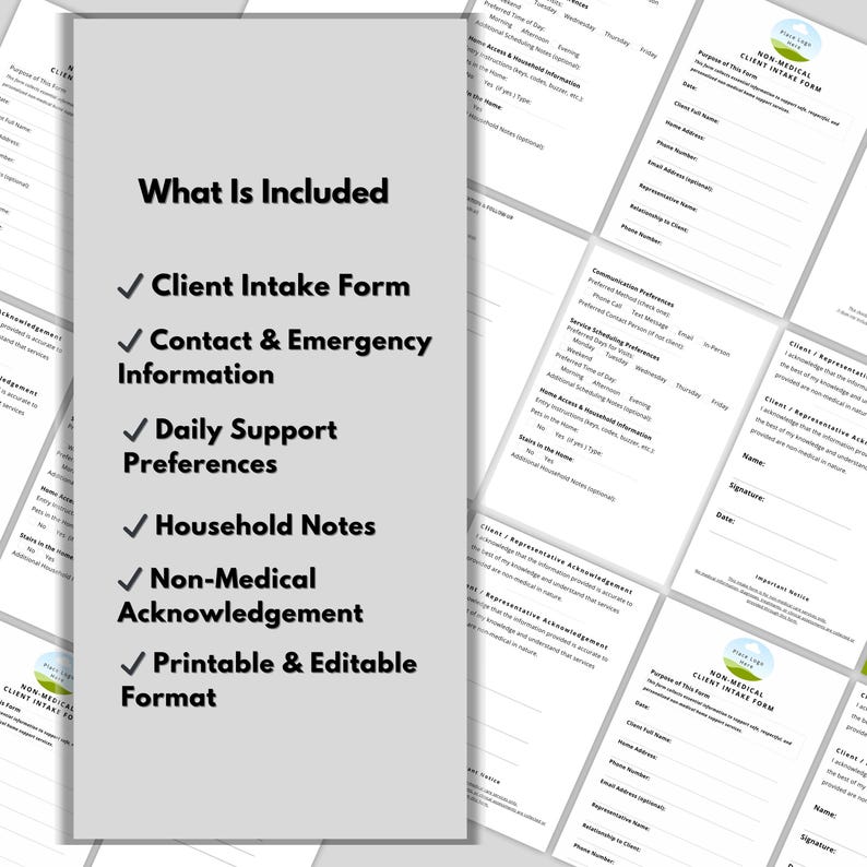 Non-medical Client Intake Form | Caregiver Template | Home Care PDF ...