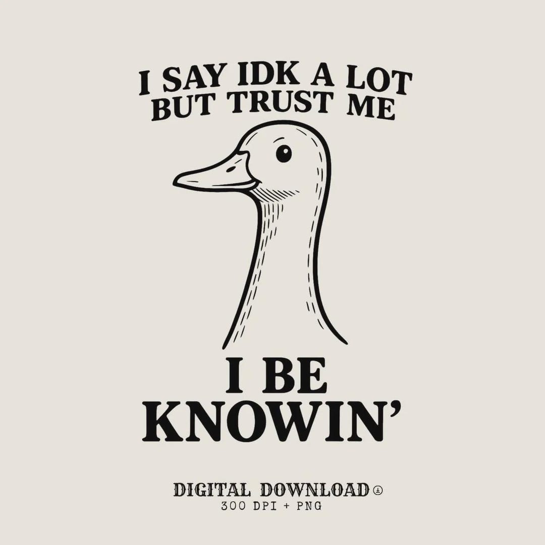 Funny Duck Vector PNG: Humorous Hand-drawn Knowing Duck Tee Design ...