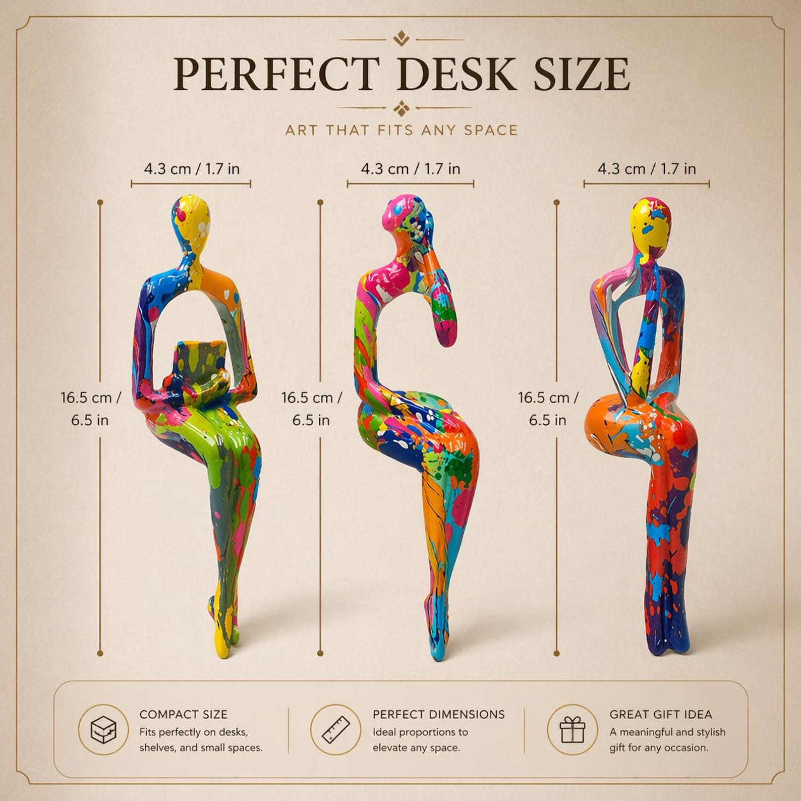 Set of 3 Abstract Sitting Figure Statues Resin Minimalist Art Three ...