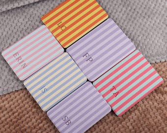 Striped Custom Initials Kindle 12th Generation Case, Personalized All-New Colorsoft Cover, Kobo Clara Case with Strap, Kindle Accessory Gift