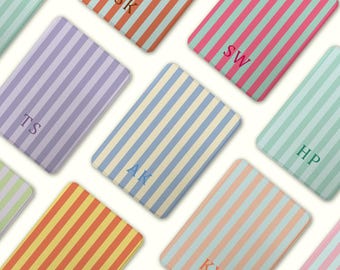Personalized Striped Kindle 7" Case 12th 11th Kobo Clara Case with Strap Gift Option, Custom Initials Colorful E-Reader Cover, Monogram Gift