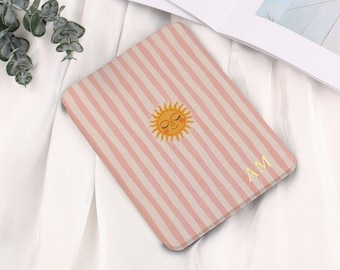 Sun Stripe Kindle Case Personalized Pink Kindle Paperwhite 10th 11th 12th 6.8” Kobo Clara HD / Clara 2E Valentine’s Gift for Her