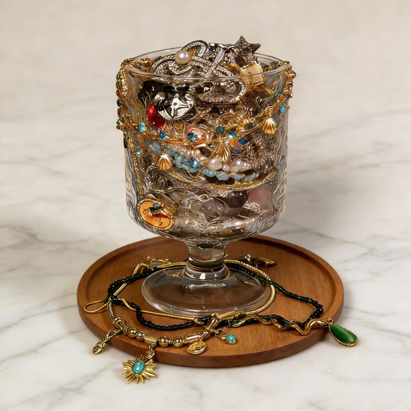 Mystery Jewelry Jar Random Rings Necklaces Bracelets Vintage Minimal Mix Surprise Gift for Her