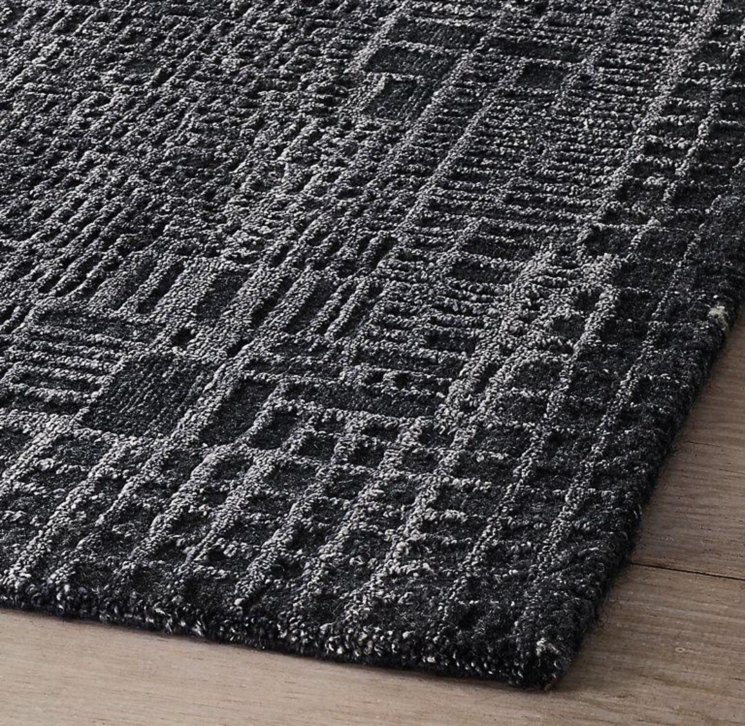 Drak Rugs Handwoven Wool Rug – Dark Grey Abstract Grid, Brutalist Decor - Etsy