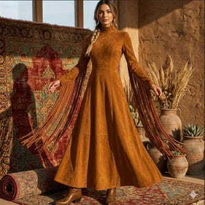 long brown suede dress Sierra Suede Midi Dress, Brown Medium