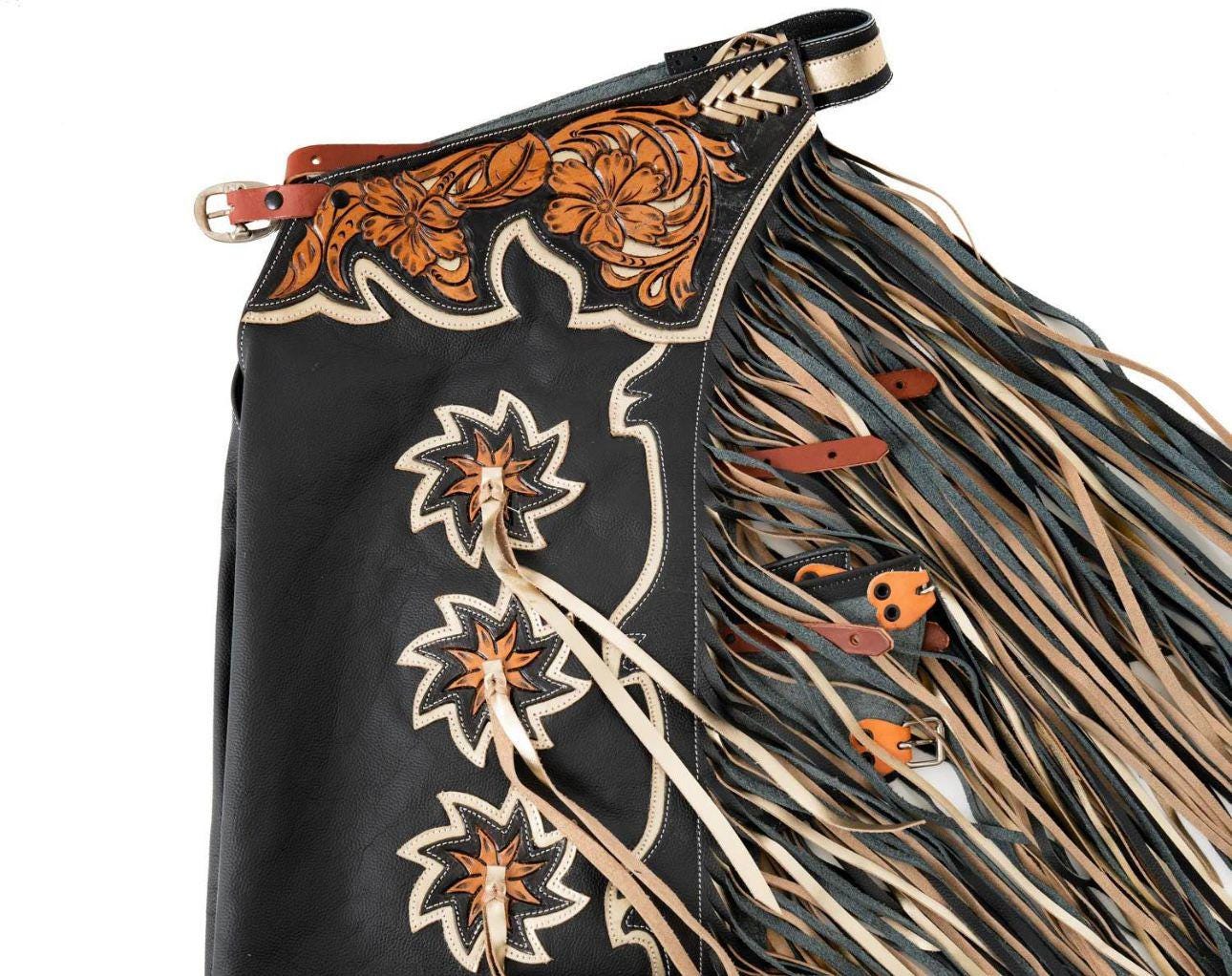 Hand Tooled Leather Rodeo Chaps Handmade Western Rodeo Outfit Custom ...