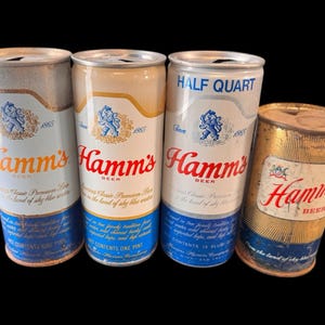 Vintage Lot Of 4 Hamm’s Beer Cans Flat Top & Pull Tab