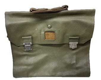 Vintage 60s Vinyl Swiss Army Military Large Three Layers Bag Map Case Satchel