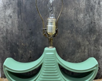 Vintage Green Pottery Table Lamp Base Decor MCM Mid Century Rare