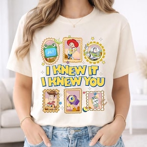 Camiseta retro "Lo sabía, te conocía", camiseta de Woody y Buzz Lightyear, camiseta de la amistad de Toy Story 5, camisetas a juego para la familia de Toy Story de Disneyland. imagen 1