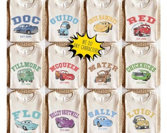 Retro Cars Shirt, Matching Family Disneyland Shirts, Group Disneyland Shirts, Cars Birthday Shirt, Lightning Mcqueen, Tow Mater, Sally