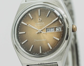 No Tariff *OH Service* Vintage 1974 OMEGA Seamaster Cal.1022 Auto Brown 36mm Men
