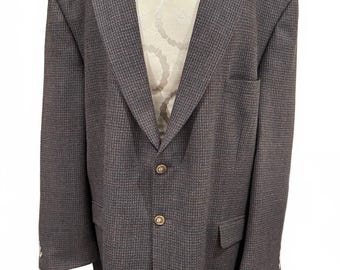 Bert Pulitzer Men's Brown Houndstooth 100% Lambswool Blazer Jacket Size 54L