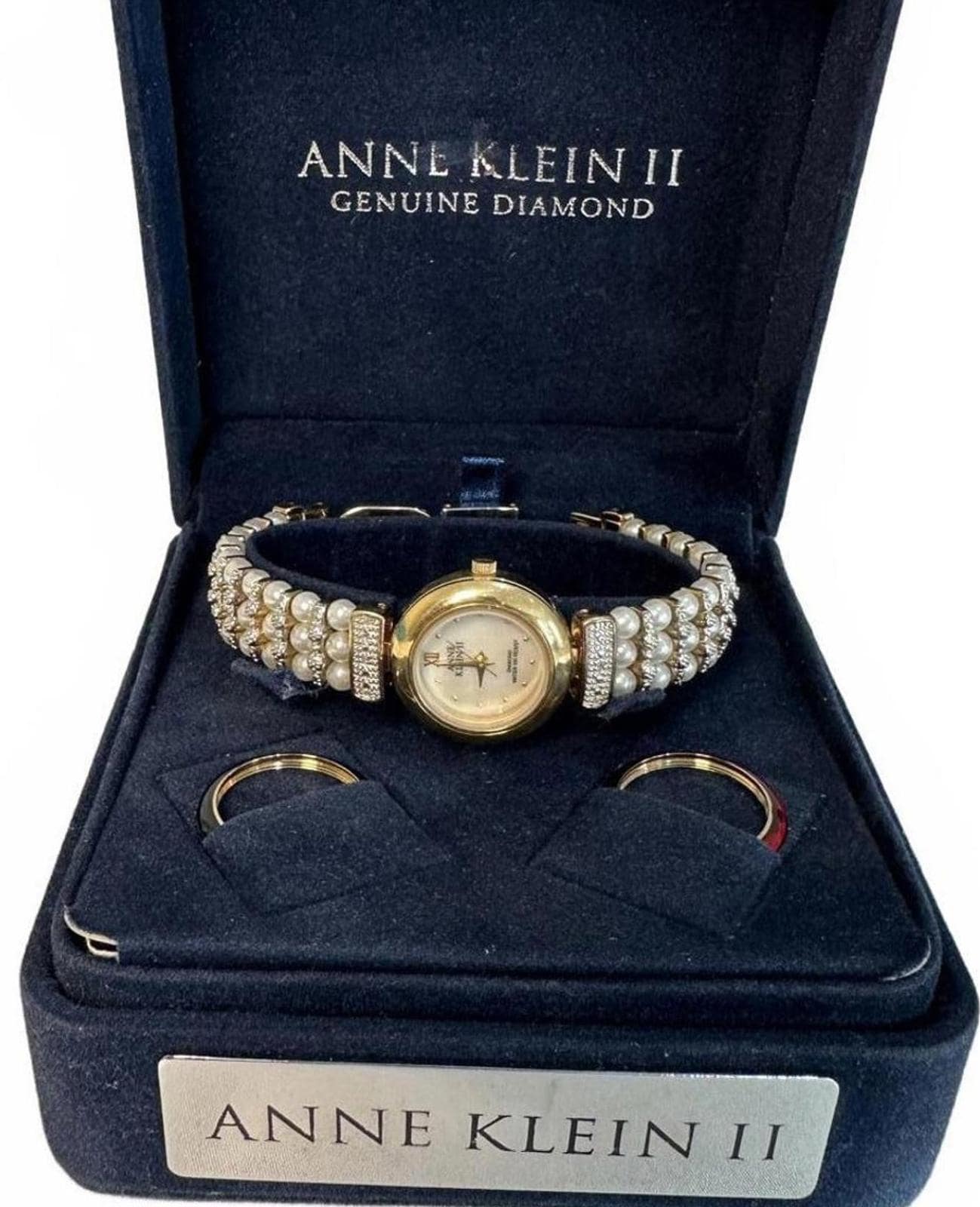 Anne Klein II Genuine Diamond & Pearl Women\'s Watch w Interchangeable Bezels Anne Klein Interchangeable Bezel Watch - Etsy main image 2