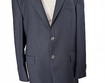 Vintage Ralph Lauren Men's Navy Pinstripe Suit Jacket Blazer Size 48R