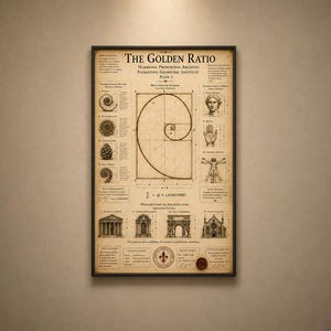 Gulden Verhouding Mathematische Harmonie Vintage Museum Muurdecoratie Poster HD+ (Digitale Download)