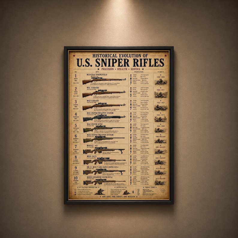 Historical Evolution of U.S. Sniper Rifles Poster | Matte Vertical ...