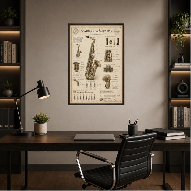 String Instrumet Chart Vintage Saxophone Anatomy Chart Musical Instrument Wall Art HD + - Etsy ...