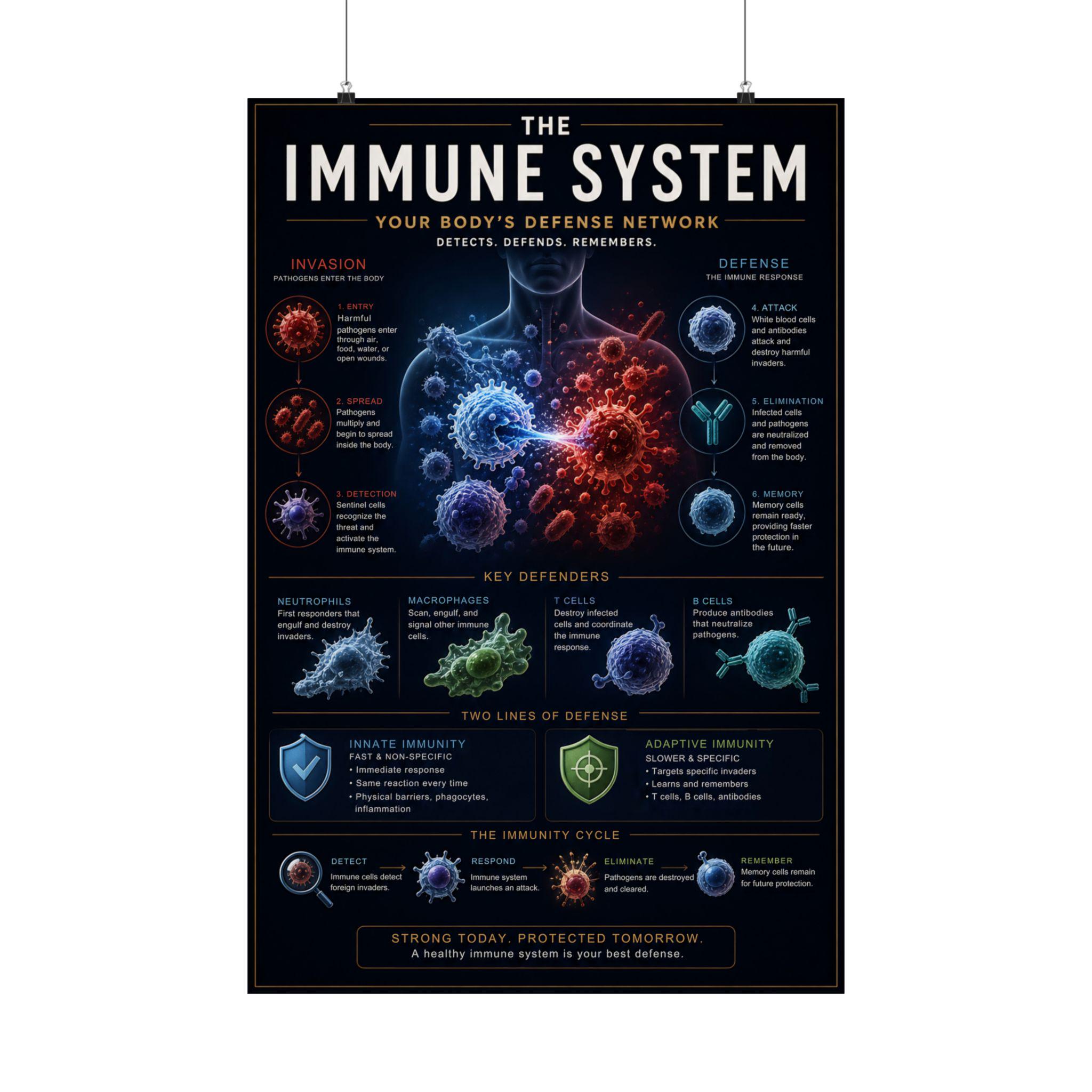 Immune System Infographic Poster Matte Vertical Poster | Human Anatomy ...