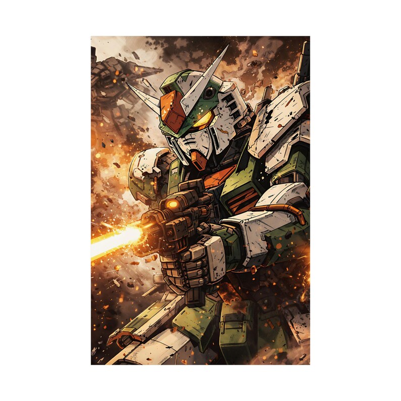 Mecha Battle Robot Matte Vertical Poster | Gundam Style Mobile Suit Art image 2