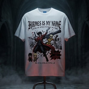 Hellsing Anime Oversized T-Shirt – 100% Cotton, Alucard & Seras Print, S-3XL | Gothic Streetwear for Fans