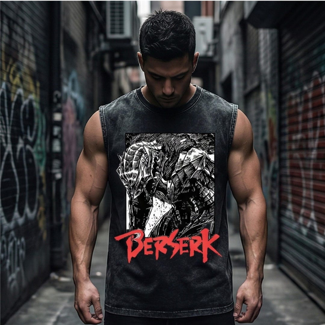 Berserk Punk Washed Muscle Tank Top – 18 Designs Vintage Sleeveless Tee ...