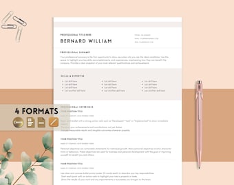 Plantilla de CV compatible con ATS para Word, Canva, Pages Plantilla de CV ATS, carta de presentación y referencias, plantilla de CV de Canva Descarga instantánea