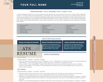 Plantilla de currículum ejecutivo, plantilla de CV profesional 2026, incluye carta de presentación limpia, 1, 2, páginas, plantilla de currículum moderna y editable