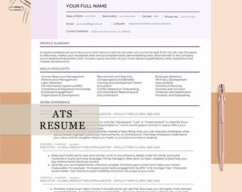 Plantilla de currículum vitae europea compatible con ATS en Canva con carta de presentación, CV de 1 página, + 2 páginas de currículum, plantillas de CV modernas, currículum vitae ejecutivo