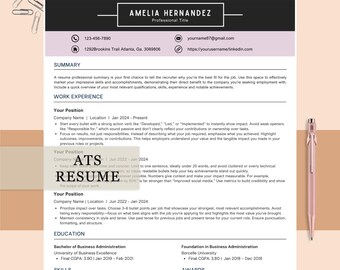 Plantilla de currículum elegante y profesional para Canva, diseño de CV minimalista y moderno, currículum creativo de 1 y 2 páginas, carta de presentación y tarjeta de visita.