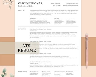 Plantilla de CV profesional, compatible con ATS, para solicitudes de empleo, carta de presentación, moderna y minimalista, totalmente editable, plantilla de CV ATS 2026