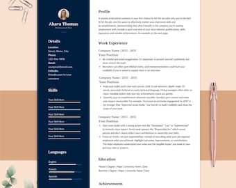 Plantilla de CV profesional para principiantes, estudiantes, profesores, CV compatible con ATS para Word y Canva con carta de presentación, plantillas de CV 2026