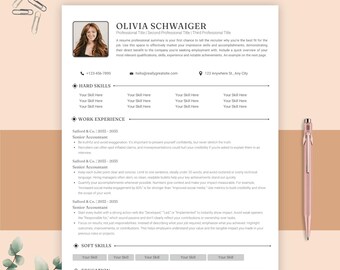 Plantilla de CV ATS, CV profesional, carta de presentación, Canva editable (descarga digital)