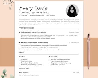 Plantilla de CV ATS, CV profesional con carta de presentación (Canva, tamaño carta y A4)