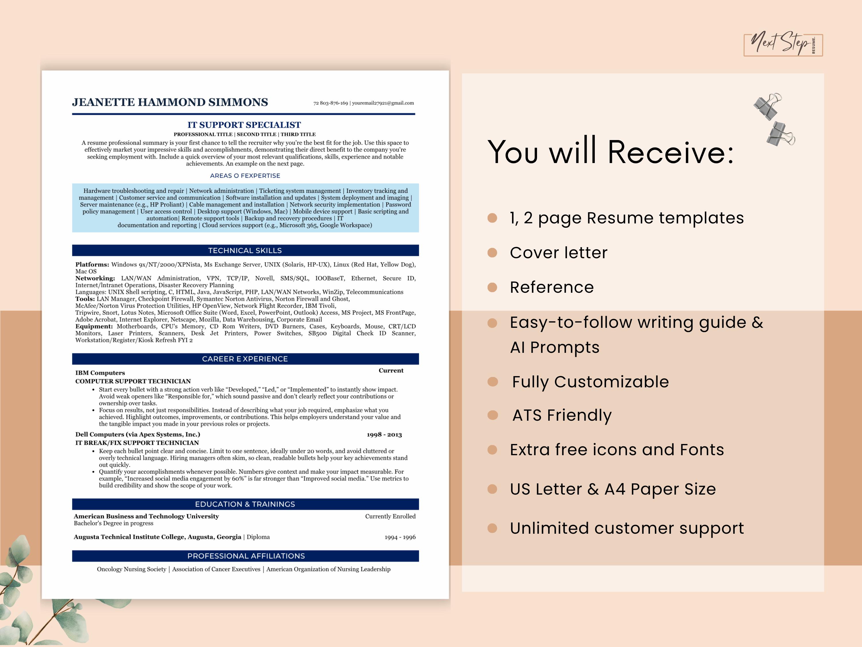 ATS Friendly Resume Template 2026 for IT, Software Engineer and Clean ...
